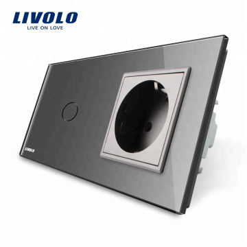 Livolo Prise murale standard 110 ~ 250V 16A avec interrupteur de lumière VL-C701-15 / VL-C7C1EU-15